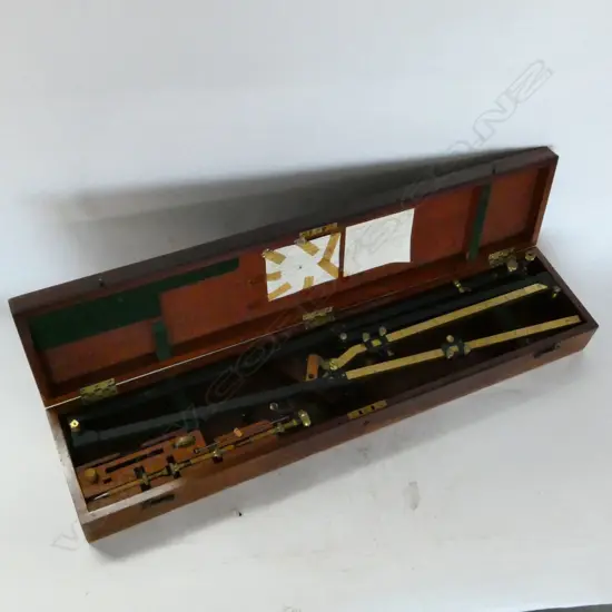 STANLEY, LONDON, BRASS & STEEL PANTAGRAPH DRAWING INSTRUMENT, IN MAHOGANY CASE W.850mm